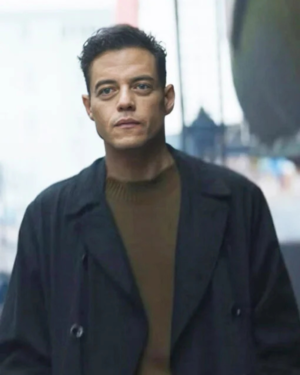 Rami Malek The Amateur 2025 Black Coat