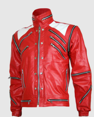 Red & White Moto Jacket