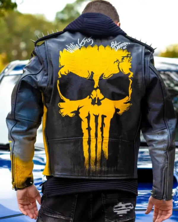 Simpsons Black And White Leather Jacket