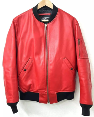 Supreme × Schott MA-1 Red Leather Jacket