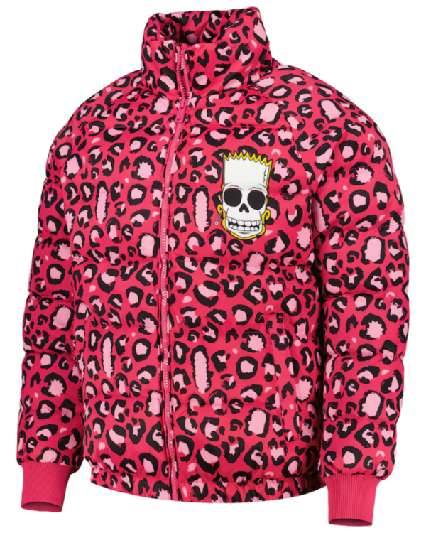 The Simpsons Freeze Max Family Raglan Full-zip Pink Puffer Jacket