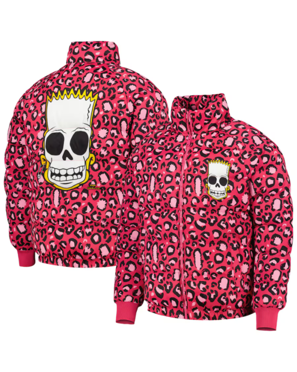 The Simpsons Freeze Max Family Raglan Full-zip Pink Puffer Jacket