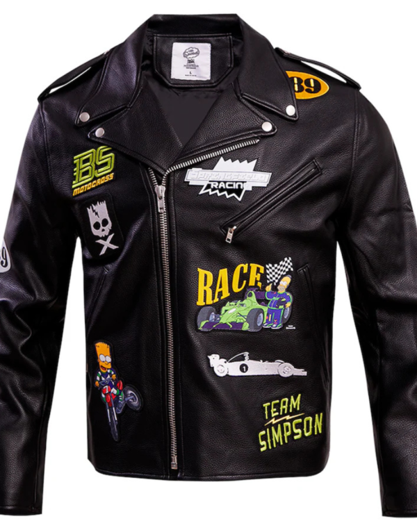 The Simpsons Freeze Max Graphic Black Leather Full-zip Jacket