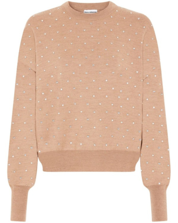 The Voice S26 Reba Mcentire Beige Embellished Jumper