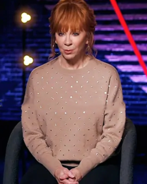 The Voice S26 Reba Mcentire Beige Embellished Jumper