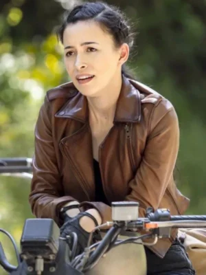 Christian Serratos Brown Leather Jacket