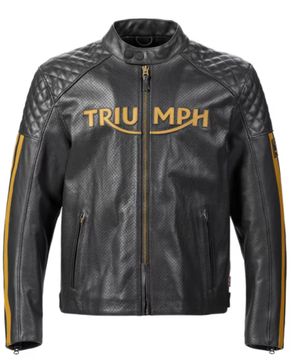 Triumph Men’s Black & Gold Motorcycle Braddan Air Race Jacket