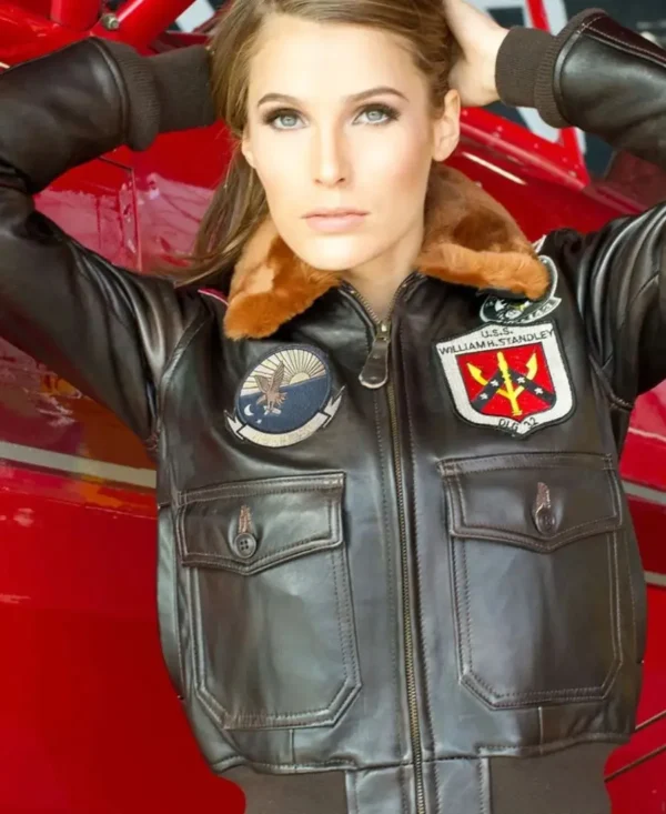 Women Top Gun Flight Leather Jacket