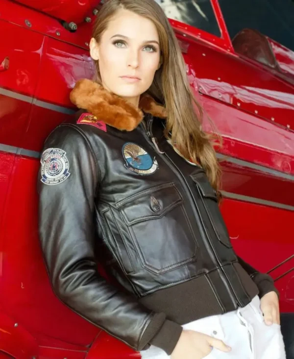 Women Top Gun Flight Leather Jacket