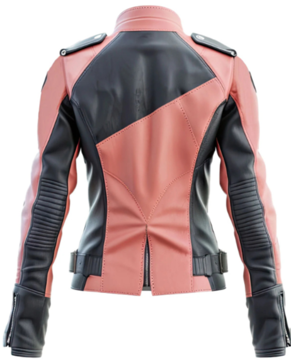 Women’s Ash Grey Pink Sheepskin Moto Jacket