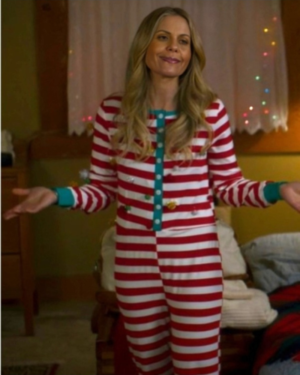 A Christmas Less Traveled 2024 Candace Cameron Striped Jumpsuit