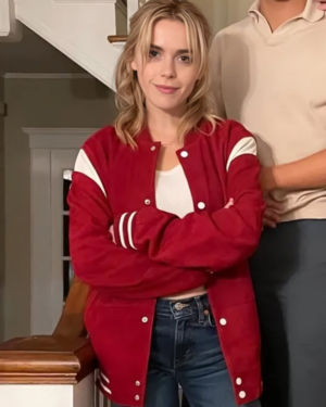 Jamie Sweethearts 2024 Kiernan Shipka Red Varsity Jacket