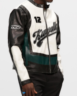 Kuwalla Black And White Leather Biker Jacket