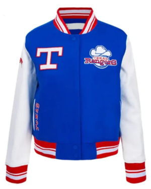 Retro Classic Rib Texas Rangers Blue Varsity Jacket