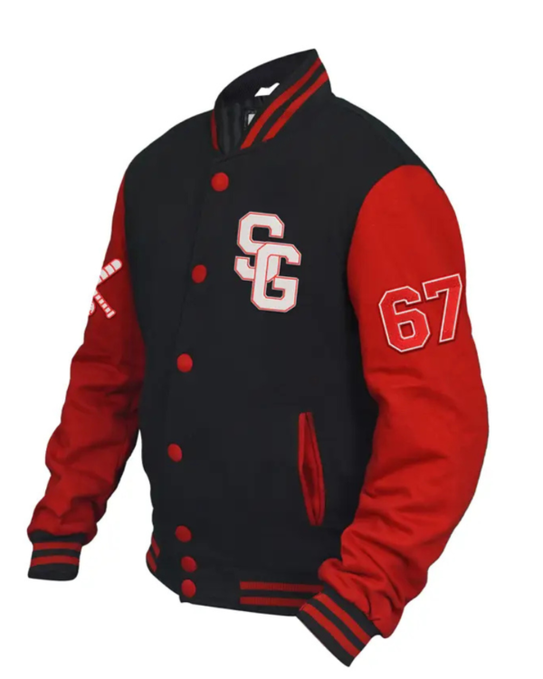 Stegaro Black And Red Letterman Varsity Jacket