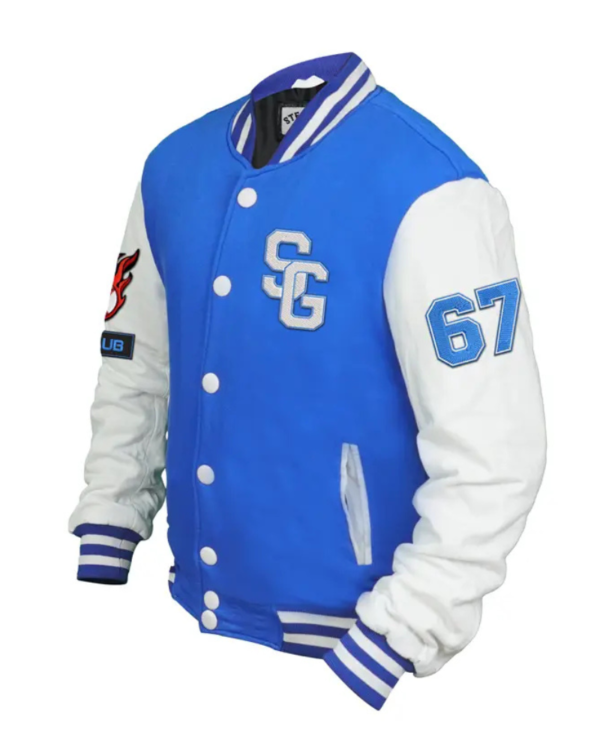 Stegaro Blue And White Letterman Varsity Jacket