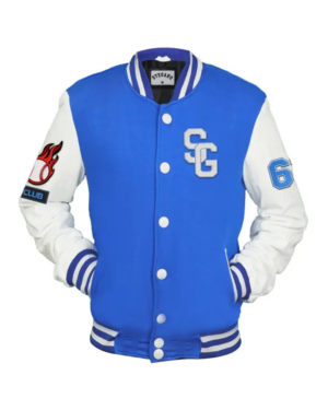 Stegaro Blue And White Letterman Varsity Jacket