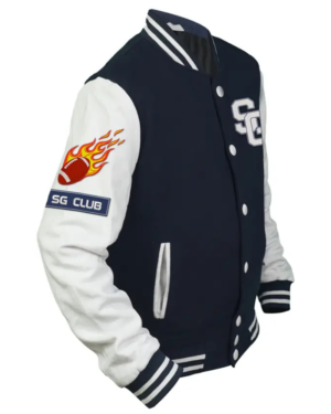 Stegaro SG Club Navy Blue And White Letterman Varsity Jacket