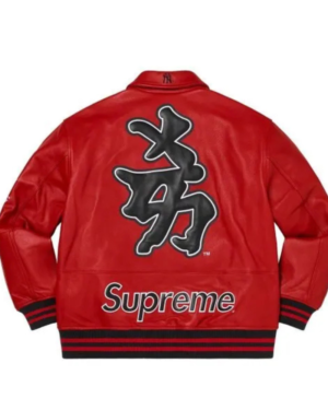 Supreme NY Yankees Varsity Red Leather Jacket