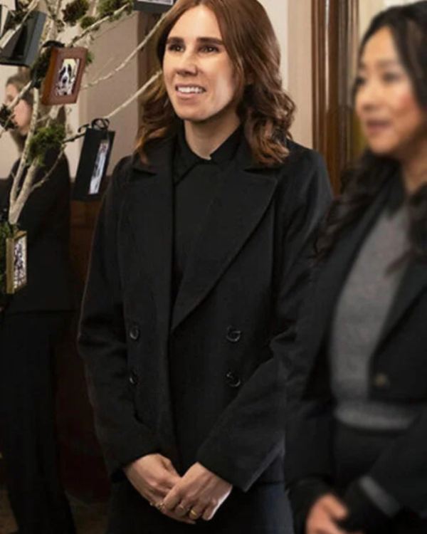 AJ TV Series Laid 2024 Zosia Mamet Black Wool Peacoat