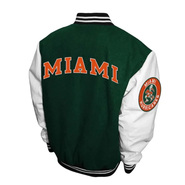 Miami Hurricanes Graduate Full-Snap Green Varsity Wool/Leather Jacket