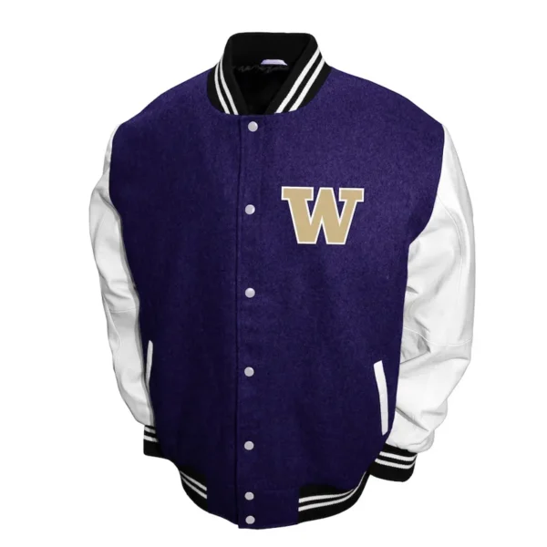 Washington Huskies Graduate Full-Snap Purple Varsity Wool/Leather Jacket