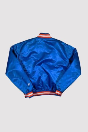 90s New York Knicks Blue Satin Bomber Jacket