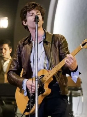 Sziget Festival Alex Turner Brown Leather Jacket