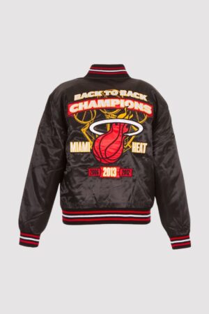 Miami Heat Black NBA Finals Champions Full-snap Varsity Jacket