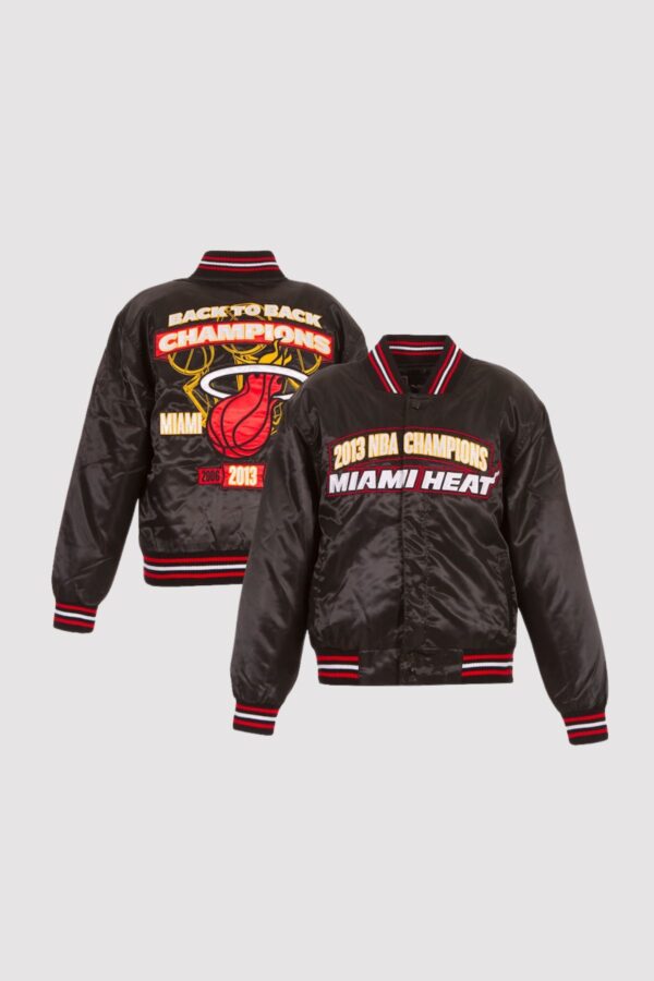 Miami Heat Black NBA Finals Champions Full-snap Varsity Jacket