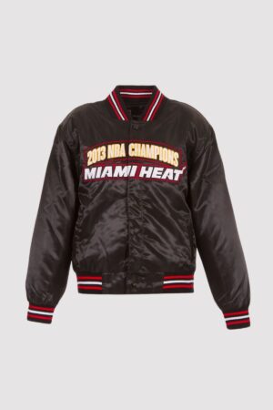 Miami Heat Black NBA Finals Champions Full-snap Varsity Jacket