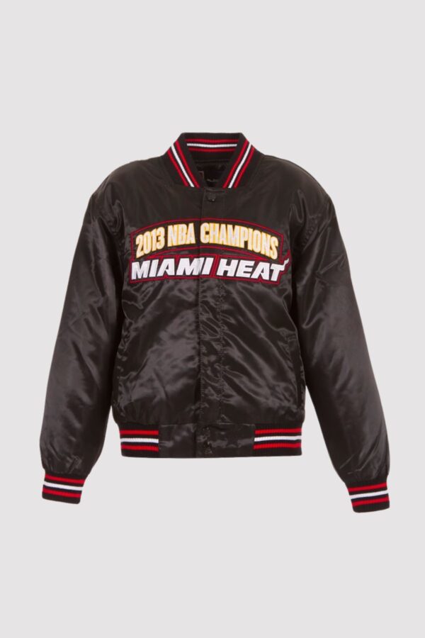 Miami Heat Black NBA Finals Champions Full-snap Varsity Jacket