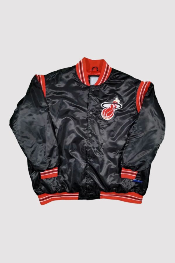 Miami Heat Teddy Black Satin Varsity Jacket